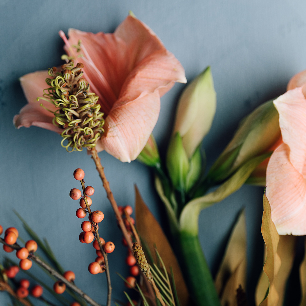min fredagsbukett november Min fredagsbukett, med amaryllis, ilex och grevilia