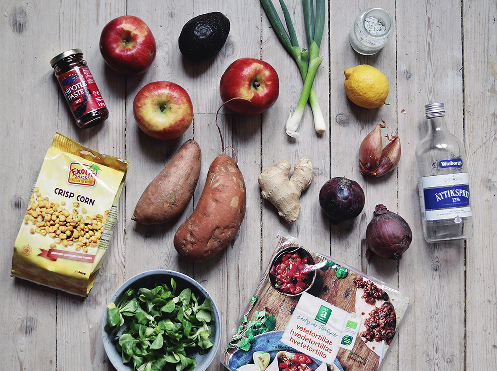 tacos vegetariskt Middagstips; vegetariska tacos med sötpotatis
